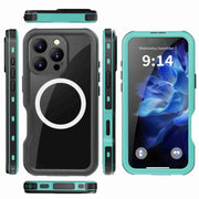 For iPhone 16 Pro Max RedPepper IP68 Water-resistant Triple-proof MagSafe Phone Case(Black Blue)