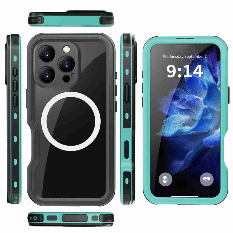 For iPhone 16 Pro Max RedPepper IP68 Water-resistant Triple-proof MagSafe Phone Case(Black Blue)