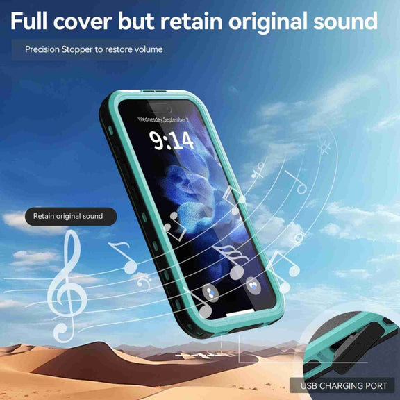 For iPhone 16 Pro Max RedPepper IP68 Water-resistant Triple-proof MagSafe Phone Case(Black Blue)