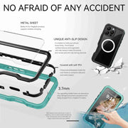 For iPhone 16 Pro Max RedPepper IP68 Water-resistant Triple-proof MagSafe Phone Case(Black Blue)
