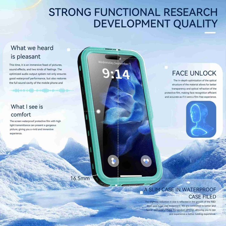 For iPhone 16 Pro Max RedPepper IP68 Water-resistant Triple-proof MagSafe Phone Case(Black Blue)