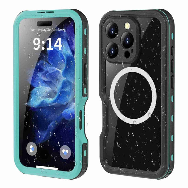 For iPhone 16 Pro Max RedPepper IP68 Water-resistant Triple-proof MagSafe Phone Case(Black Blue)