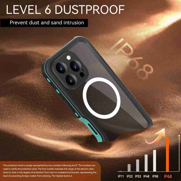 For iPhone 16 Pro Max RedPepper IP68 Water-resistant Triple-proof MagSafe Phone Case(Black Blue)