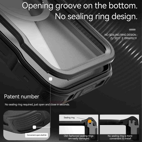 For iPhone 16 Pro Max RedPepper IP68 Water-resistant Triple-proof MagSafe Phone Case(Black)