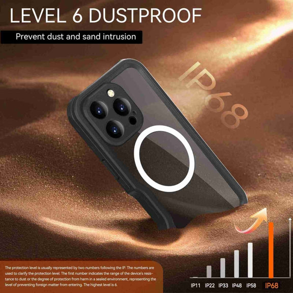 For iPhone 16 Pro Max RedPepper IP68 Water-resistant Triple-proof MagSafe Phone Case(Black)