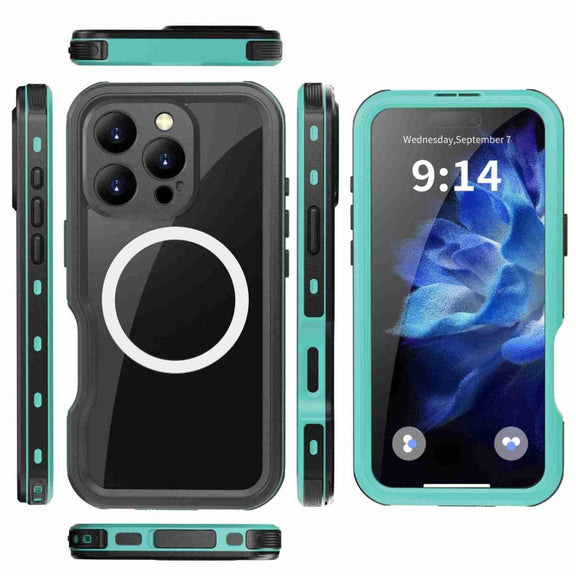 For iPhone 16 Pro RedPepper IP68 Water-resistant Triple-proof MagSafe Phone Case(Black Blue)