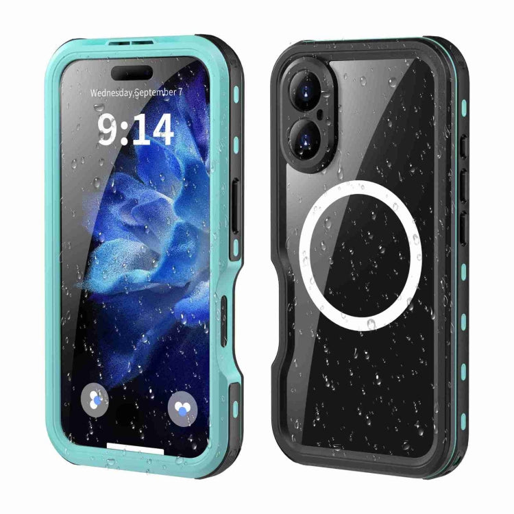 For iPhone 16 Plus RedPepper IP68 Water-resistant Triple-proof MagSafe Phone Case(Black Blue)