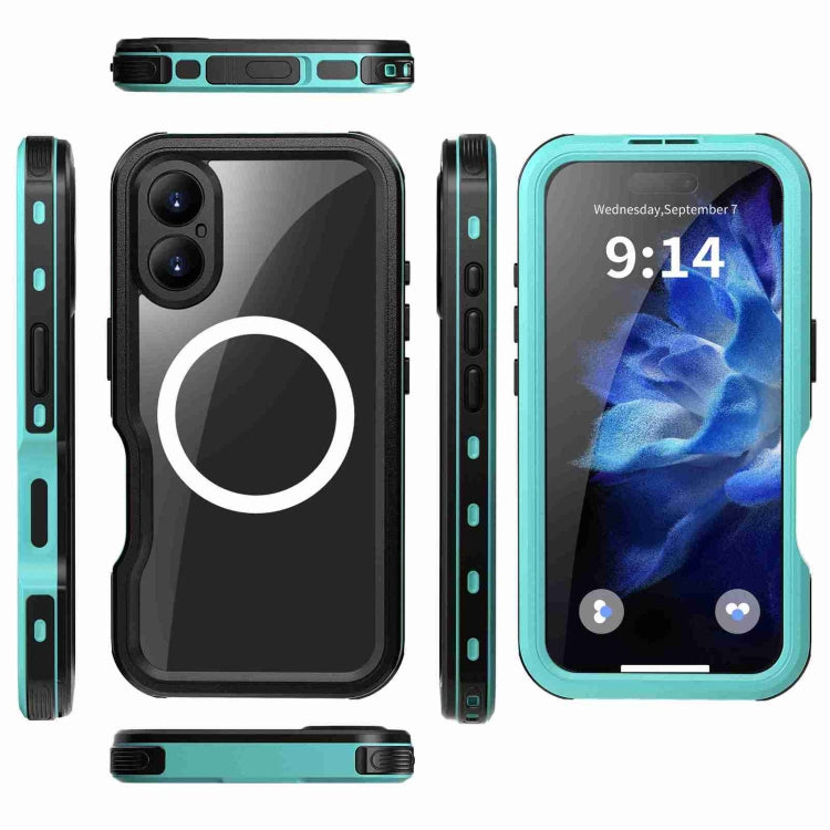 For iPhone 16 Plus RedPepper IP68 Water-resistant Triple-proof MagSafe Phone Case(Black Blue)