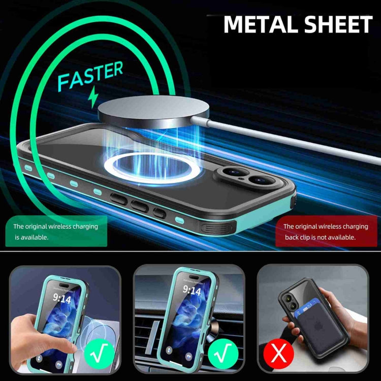 For iPhone 16 Plus RedPepper IP68 Water-resistant Triple-proof MagSafe Phone Case(Black Blue)