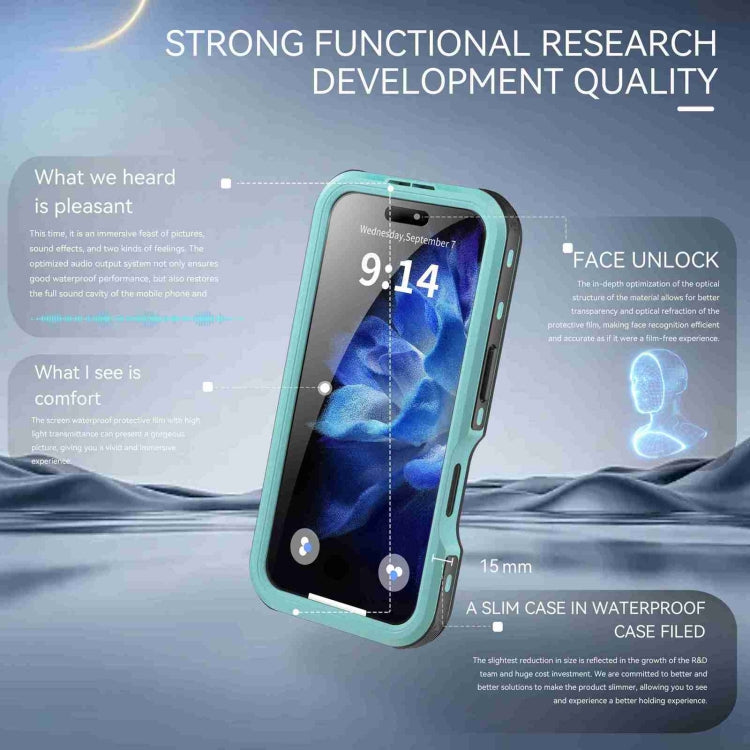 For iPhone 16 Plus RedPepper IP68 Water-resistant Triple-proof MagSafe Phone Case(Black Blue)