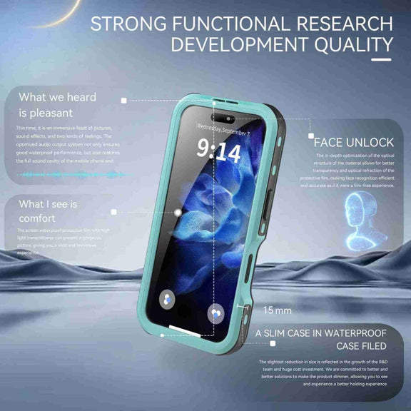 For iPhone 16 Plus RedPepper IP68 Water-resistant Triple-proof MagSafe Phone Case(Black Blue)