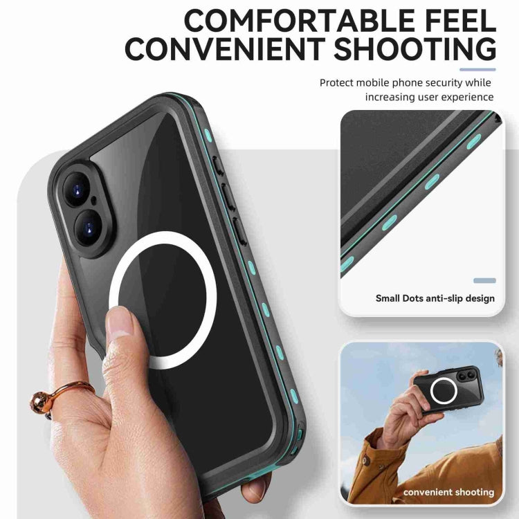 For iPhone 16 Plus RedPepper IP68 Water-resistant Triple-proof MagSafe Phone Case(Black Blue)