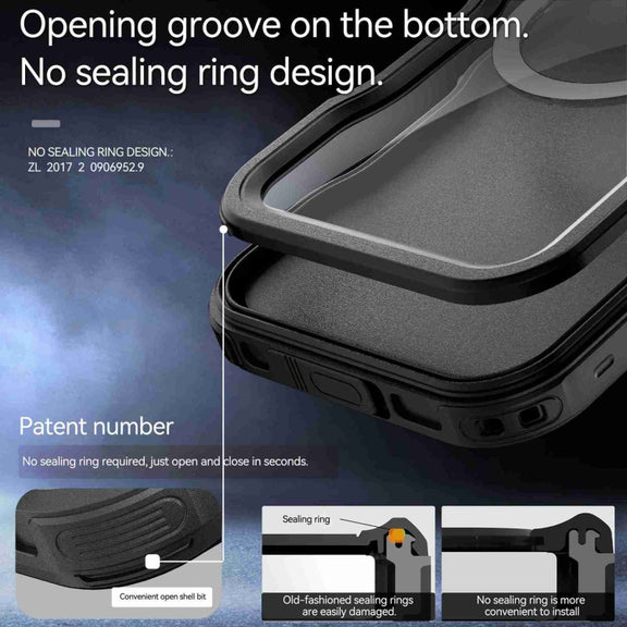 For iPhone 16 Plus RedPepper IP68 Water-resistant Triple-proof MagSafe Phone Case(Black)