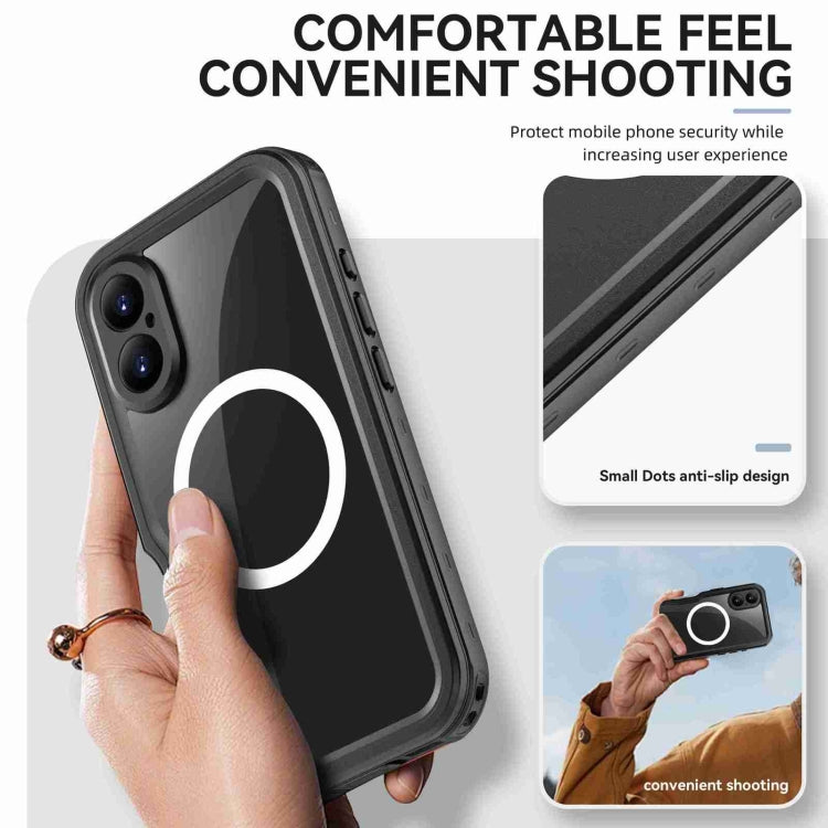 For iPhone 16 Plus RedPepper IP68 Water-resistant Triple-proof MagSafe Phone Case(Black)
