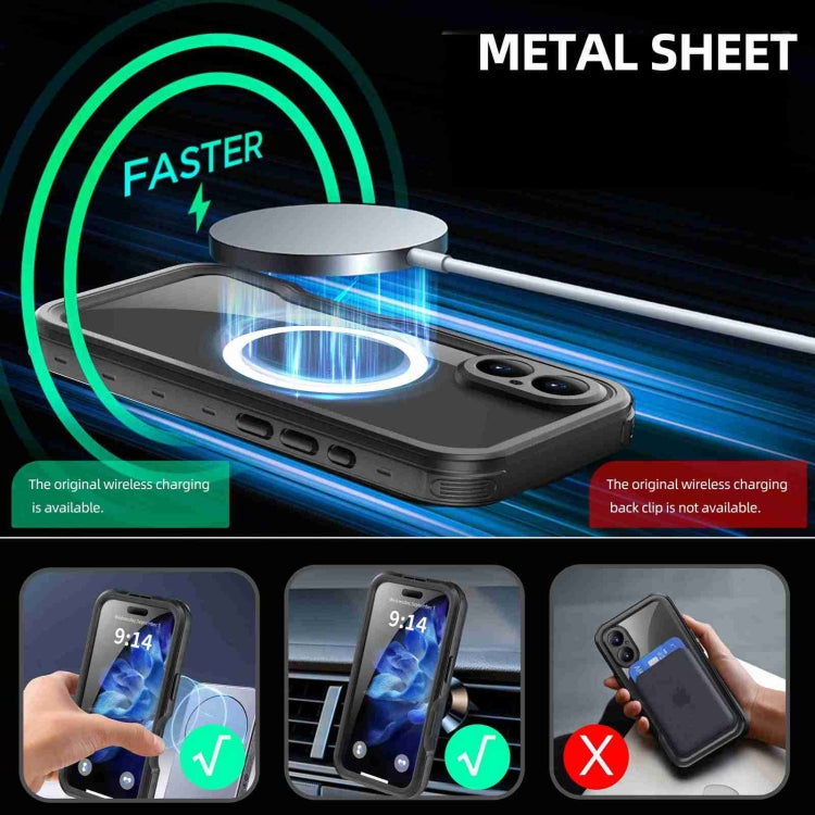 For iPhone 16 RedPepper IP68 Water-resistant Triple-proof MagSafe Phone Case(Black)