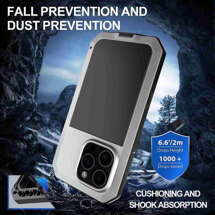 For iPhone 16 Pro Max RedPepper Triple-proof Metal Phone Case(Silver)