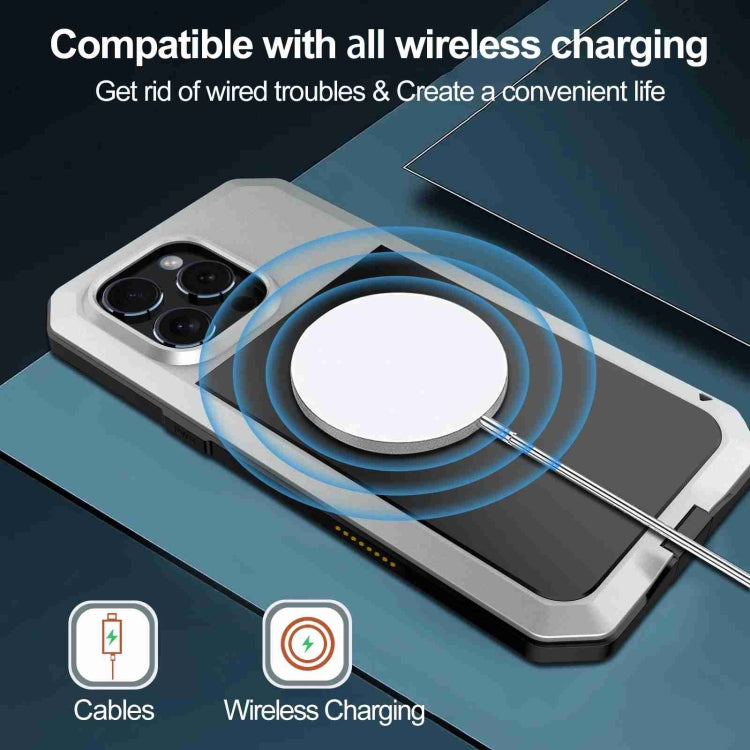 For iPhone 16 Pro Max RedPepper Triple-proof Metal Phone Case(Silver)