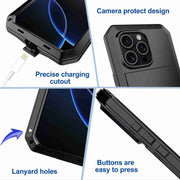 For iPhone 16 Pro RedPepper Triple-proof Metal Phone Case(Black)