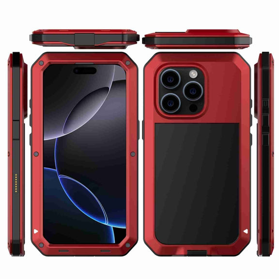 For iPhone 16 Pro RedPepper Triple-proof Metal Phone Case(Red)