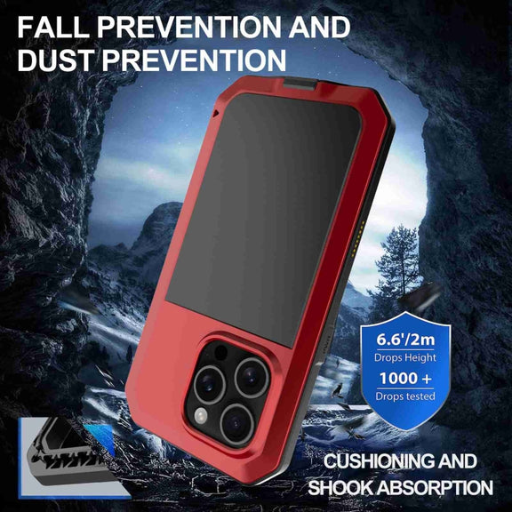 For iPhone 16 Pro RedPepper Triple-proof Metal Phone Case(Red)
