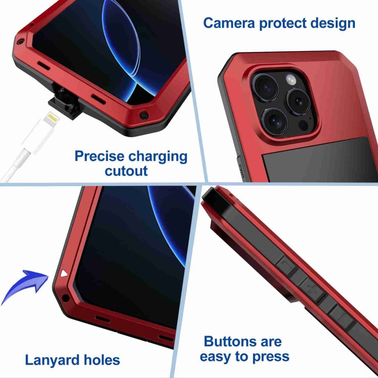 For iPhone 16 Pro RedPepper Triple-proof Metal Phone Case(Red)