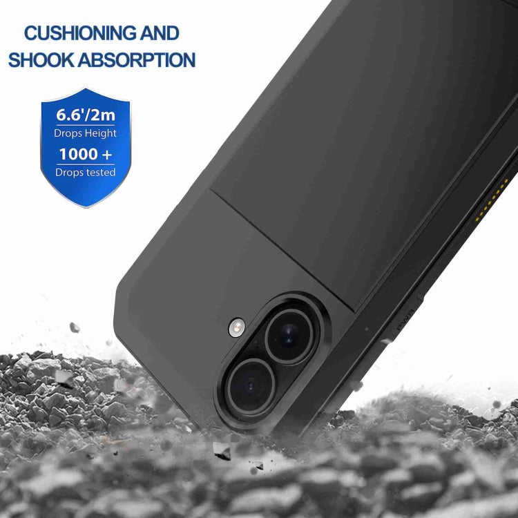 For iPhone 16 Plus RedPepper Triple-proof Metal Phone Case(Black)