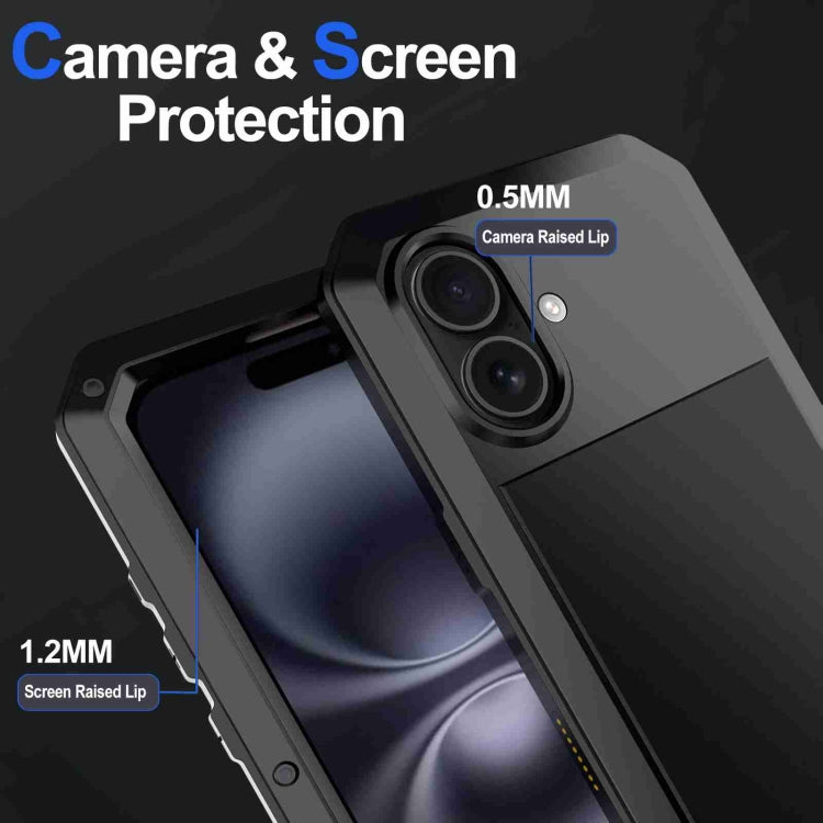 For iPhone 16 Plus RedPepper Triple-proof Metal Phone Case(Black)
