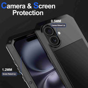 For iPhone 16 Plus RedPepper Triple-proof Metal Phone Case(Black)