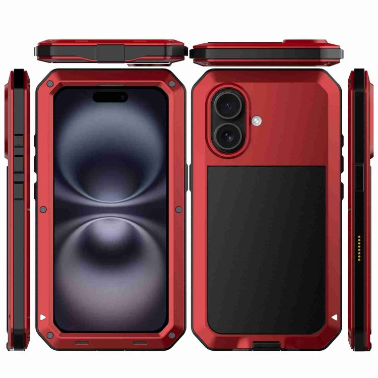 For iPhone 16 Plus RedPepper Triple-proof Metal Phone Case(Red)