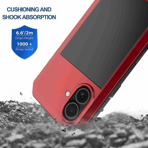 For iPhone 16 Plus RedPepper Triple-proof Metal Phone Case(Red)