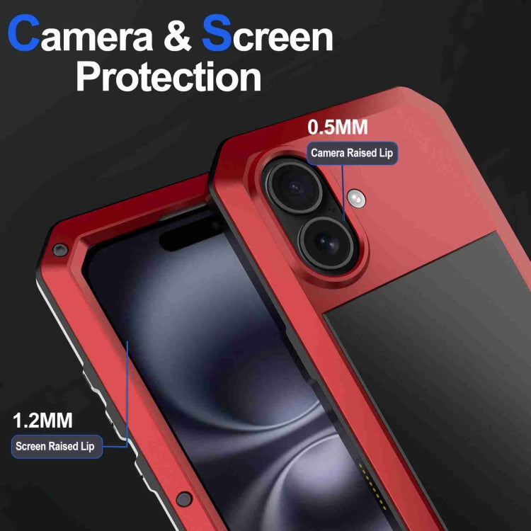 For iPhone 16 Plus RedPepper Triple-proof Metal Phone Case(Red)