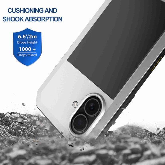 For iPhone 16 Plus RedPepper Triple-proof Metal Phone Case(Silver)