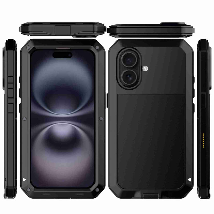 For iPhone 16 RedPepper Triple-proof Metal Phone Case(Black)