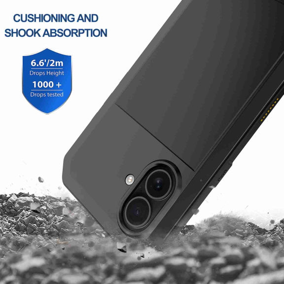For iPhone 16 RedPepper Triple-proof Metal Phone Case(Black)
