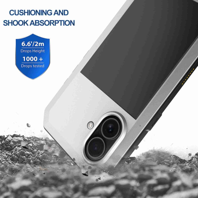 For iPhone 16 RedPepper Triple-proof Metal Phone Case(Silver)