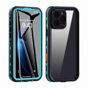 For iPhone 16 Pro Max RedPepper Transparent Dot IP68 Water-resistant Triple-proof Phone Case(Black Blue)