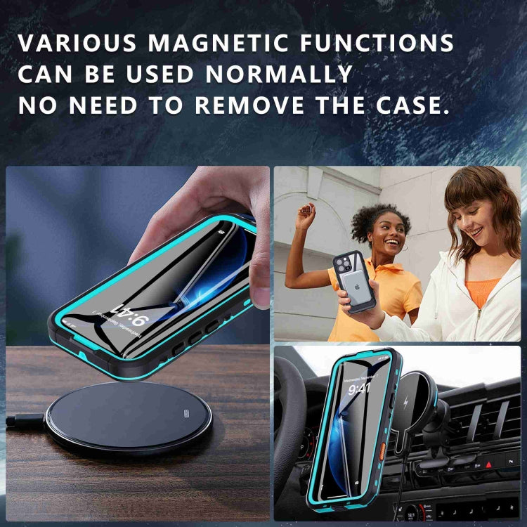 For iPhone 16 Pro Max RedPepper Transparent Dot IP68 Water-resistant Triple-proof Phone Case(Black Blue)