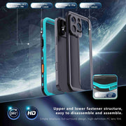 For iPhone 16 Pro RedPepper Transparent Dot IP68 Water-resistant Triple-proof Phone Case(Black Blue)