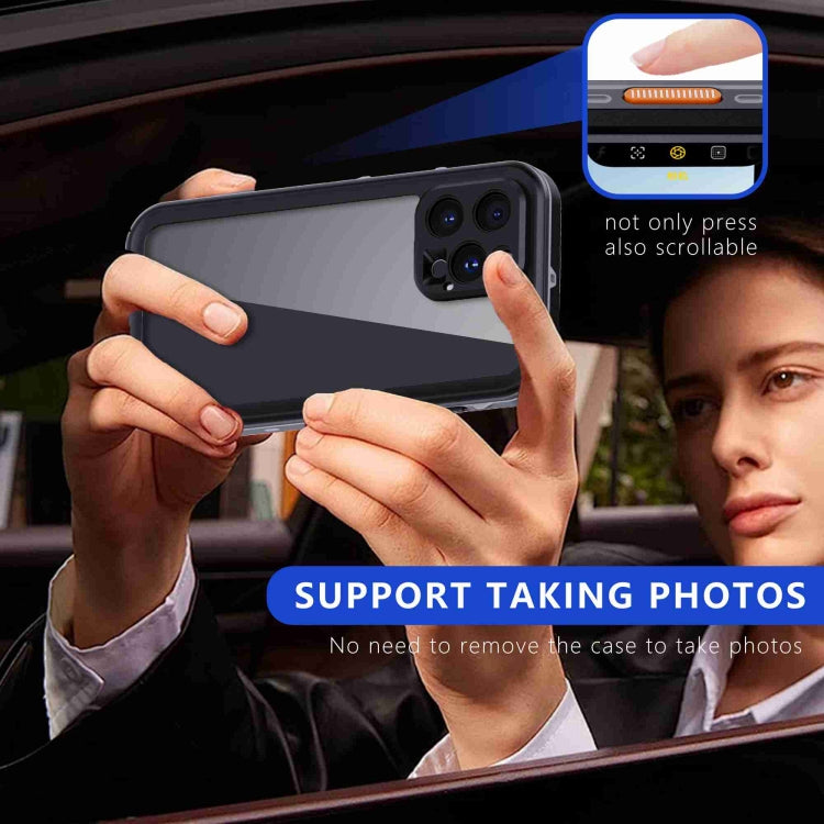 For iPhone 16 Pro RedPepper Transparent Dot IP68 Water-resistant Triple-proof Phone Case(Black Dark Grey)