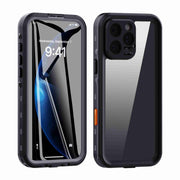For iPhone 16 Pro RedPepper Transparent Dot IP68 Water-resistant Triple-proof Phone Case(Black Dark Grey)