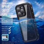 For iPhone 16 Pro RedPepper Transparent Dot IP68 Water-resistant Triple-proof Phone Case(Black Dark Grey)