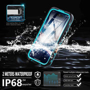 For iPhone 16 RedPepper Transparent Dot IP68 Water-resistant Triple-proof Phone Case(Black Blue)