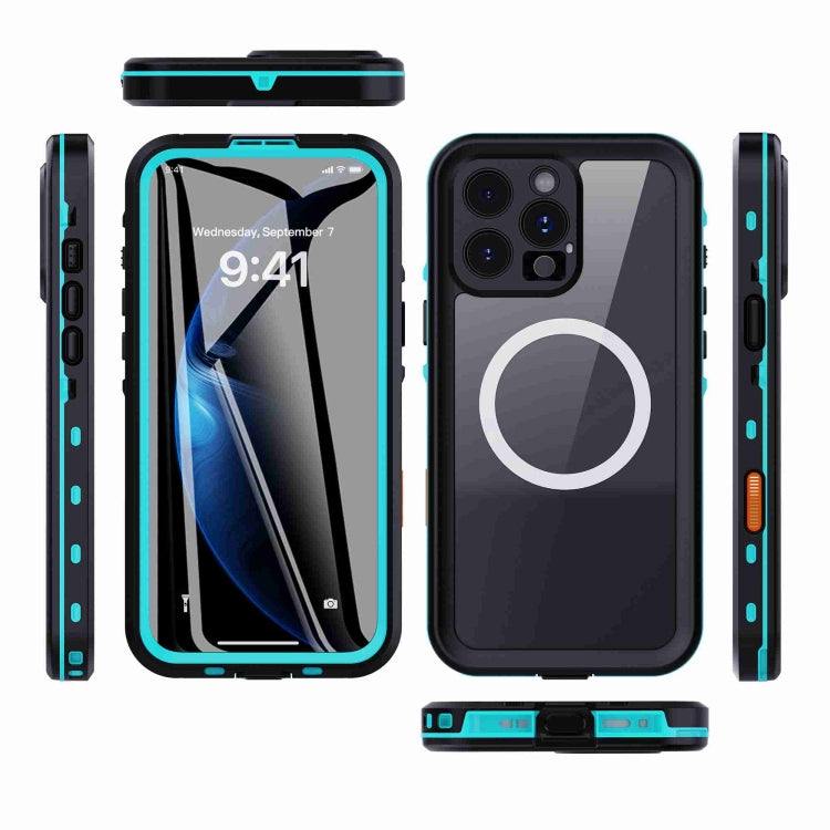 For iPhone 16 Pro Max RedPepper Transparent Dot IP68 Water-resistant Triple-proof MagSafe Phone Case(Black Blue)