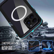For iPhone 16 Pro Max RedPepper Transparent Dot IP68 Water-resistant Triple-proof MagSafe Phone Case(Black Blue)