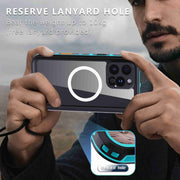 For iPhone 16 Pro Max RedPepper Transparent Dot IP68 Water-resistant Triple-proof MagSafe Phone Case(Black Blue)