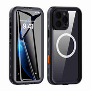 For iPhone 16 Pro Max RedPepper Transparent Dot IP68 Water-resistant Triple-proof MagSafe Phone Case(Black Dark Grey)