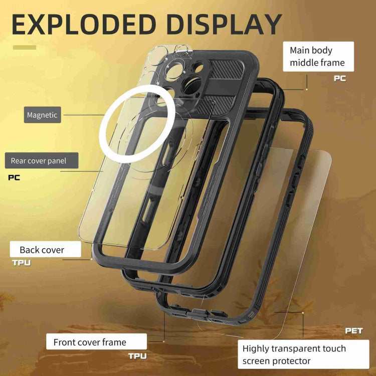 For iPhone 16 Pro Max RedPepper IP68 Water-resistant Triple-proof MagSafe Phone Case(Black)