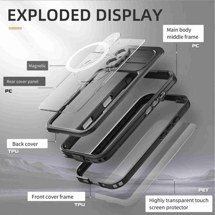 For iPhone 16 Plus RedPepper IP68 Water-resistant Triple-proof MagSafe Phone Case(Black)