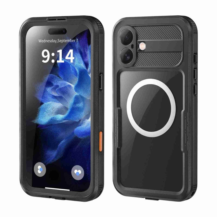 For iPhone 16 RedPepper IP68 Water-resistant Triple-proof MagSafe Phone Case(Black)