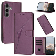 For Samsung Galaxy S25+ 5G Triangle Pattern Buckle Clasp Leather Phone Case(Dark Purple)